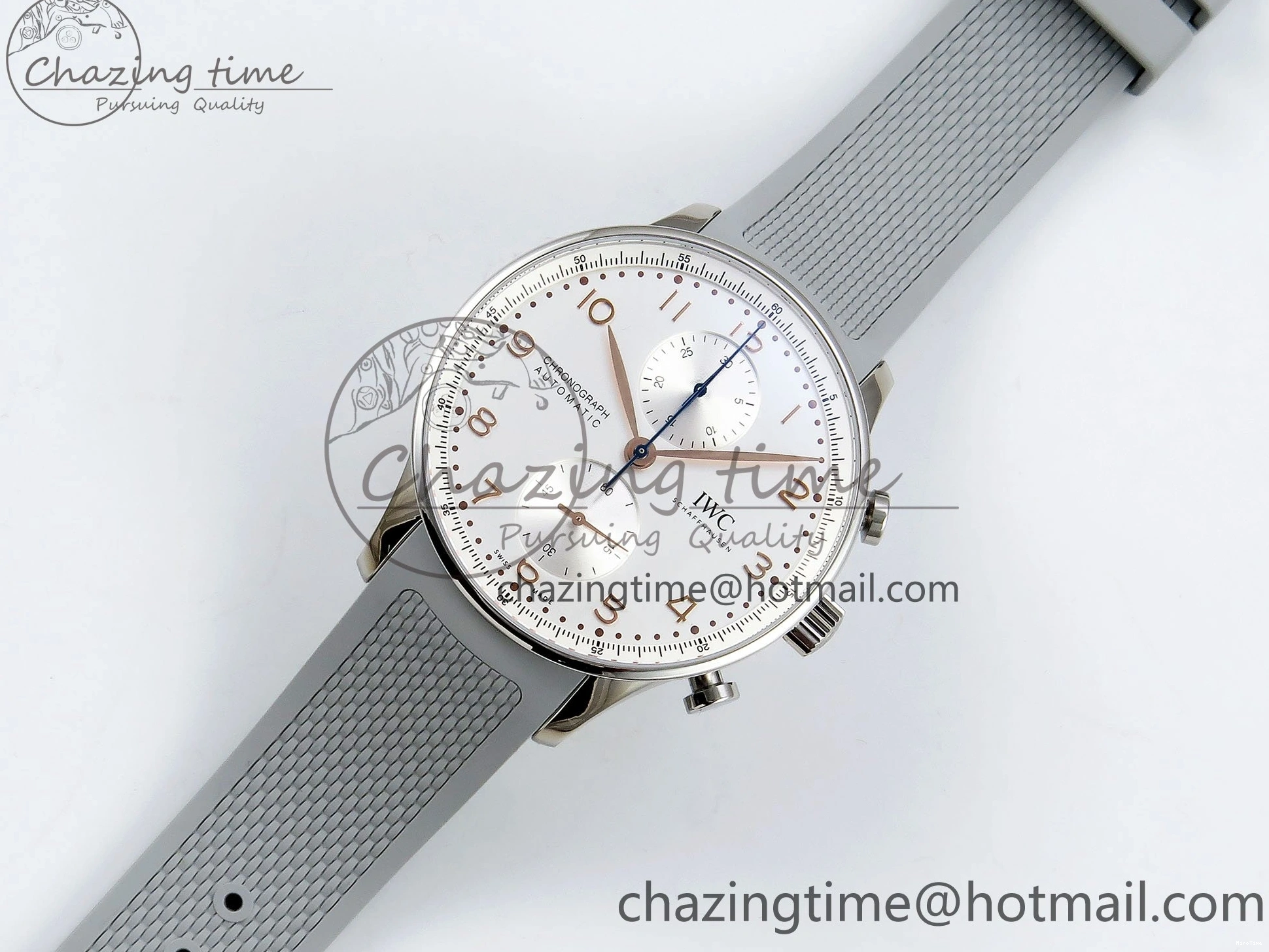 MIROTIME 1228 Portuguese Chrono IW3716 Z+F 1:1 Best Edition White Dial on Gray Rubber Strap A WrinkleFree 7014